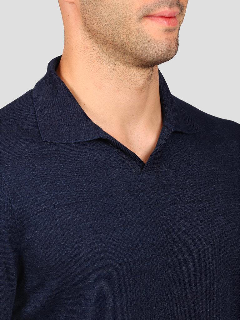 Svevo Maglia Scollo a V 100% Cotone Indaco Promozione