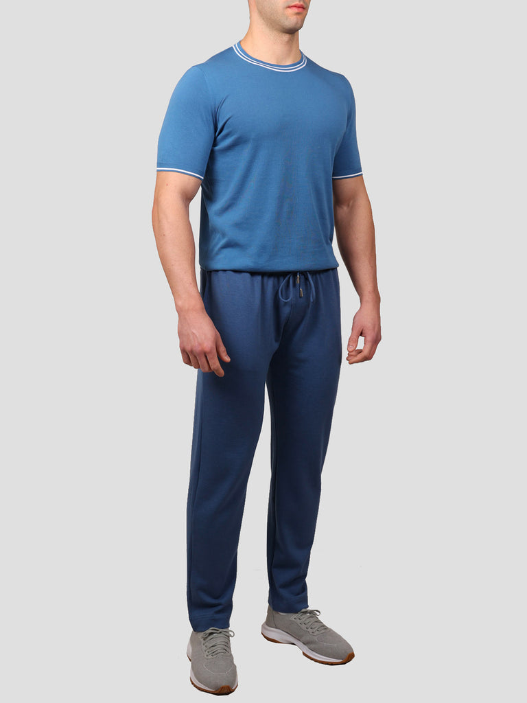 Svevo Pantalone Jogging Cotone e Cashmere Blu Qualità Garantita