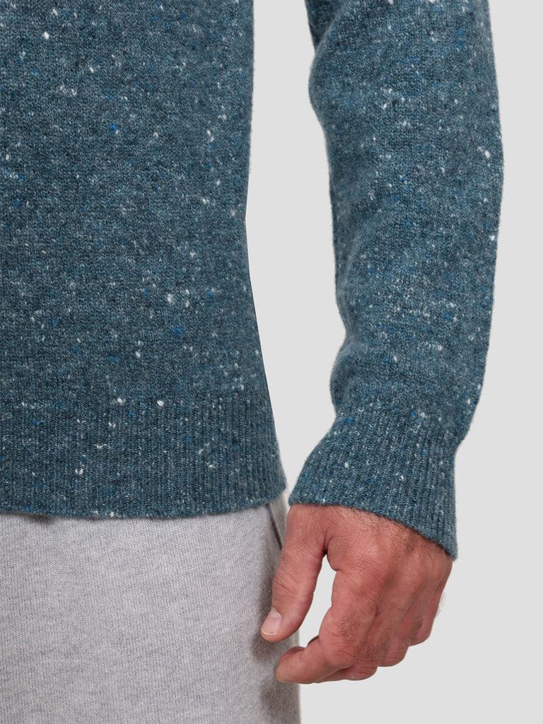 Svevo Lupetto con zip Lana Cashmere e Poliammide Blu Vendita Calda