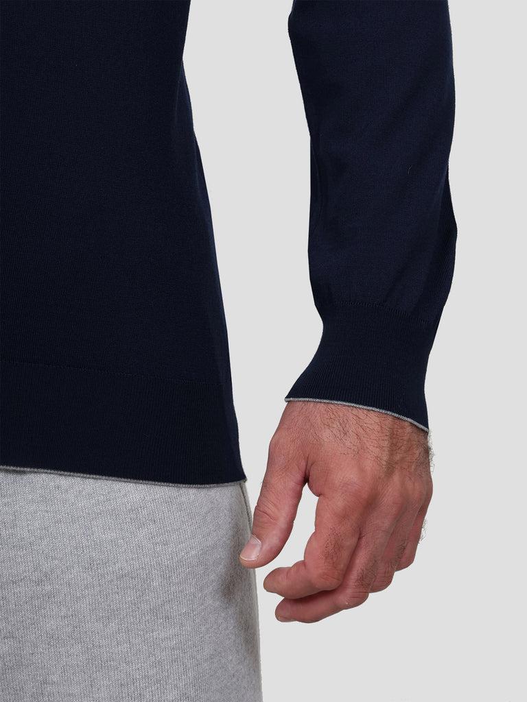 Svevo Lupetto Lana Merino Superfine 160's Blu Vendita Economica