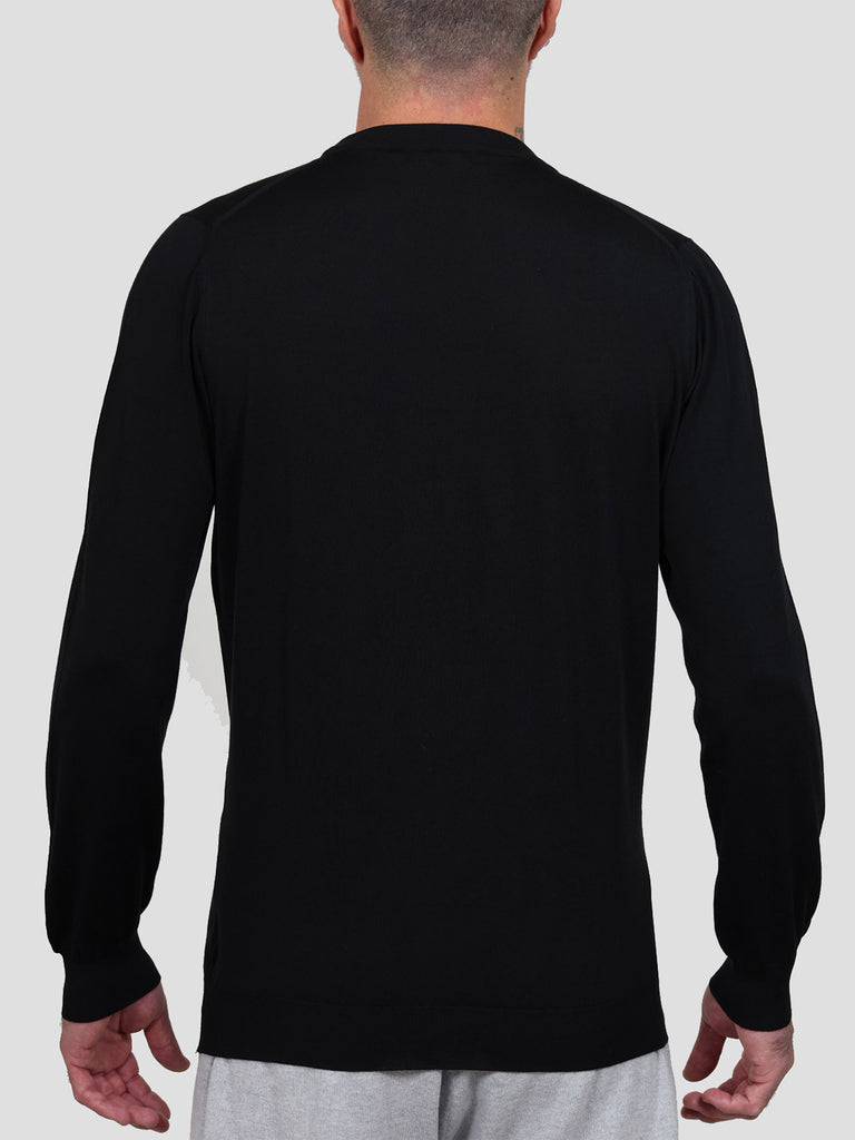 Svevo Maglia Girocollo Lana Merino Superfine 160's Nera Vendite Flash
