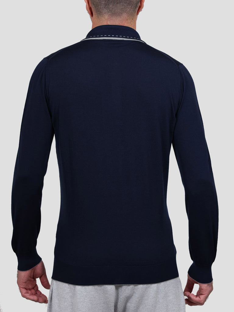 Svevo Maglia Polo Lana Merino Superfine 160's Blu Negozio