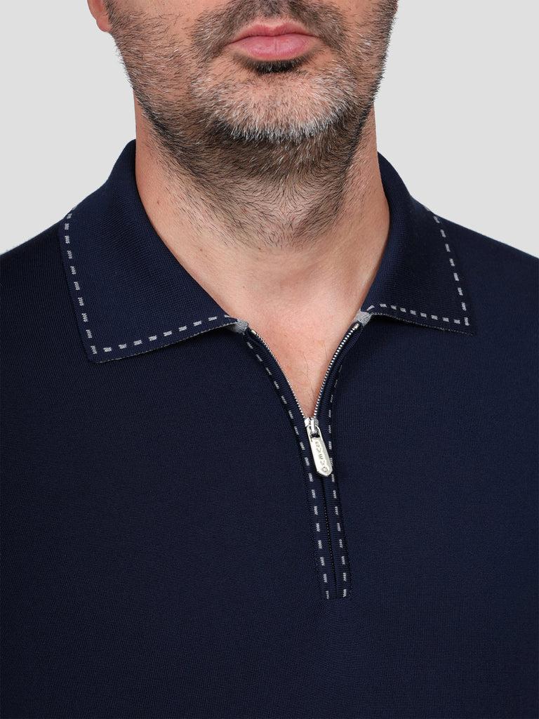 Svevo Maglia Polo Lana Merino Superfine 160's Blu Negozio