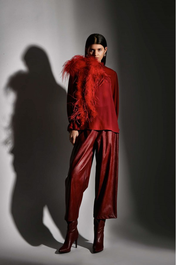 U R Ink PIERA054W1A7 PANTALONI BORDEAUX Consegna Veloce
