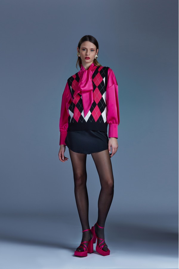 U R Ink MEXICALI484W22A TOP e BODY NERO/MAGENTA Affare Del Giorno