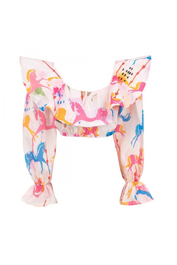 U R Ink LA PAZ 124S3U6 TOP e BODY BIANCO-ROSA-BLU Sconto
