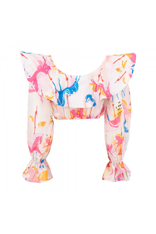 U R Ink LA PAZ 124S3U6 TOP e BODY BIANCO-ROSA-BLU Sconto