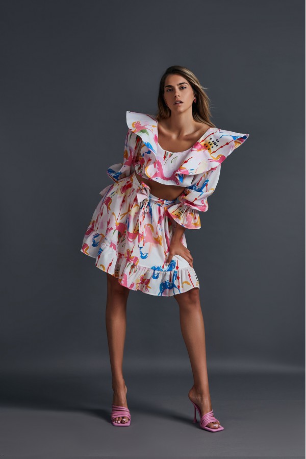 U R Ink LA PAZ 124S3U6 TOP e BODY BIANCO-ROSA-BLU Sconto