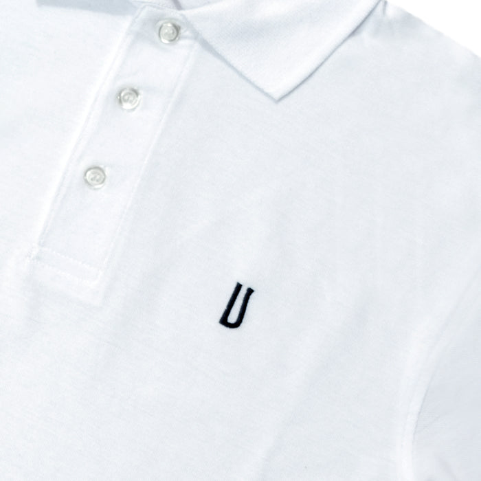 Ulturale Polo bianca con logo Ulturale blu in 100% cotone - Ulturale Presa