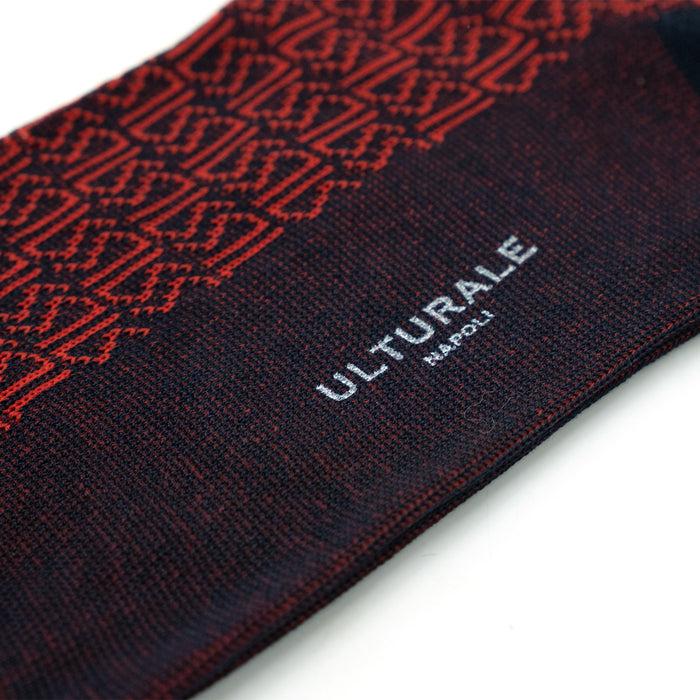 Ulturale Calza blu con pattern Ulturale rosso 100% cotone filoscozia - Ulturale Offerta