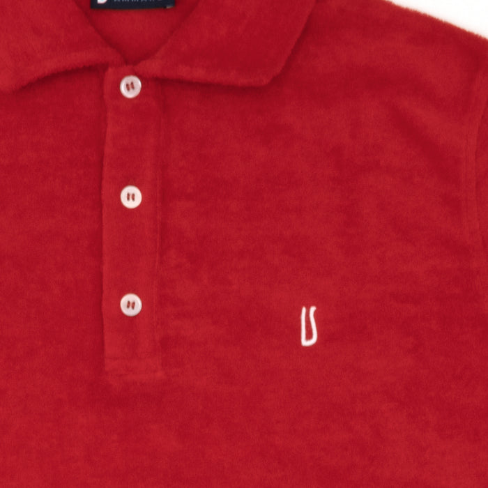 Ulturale Polo in spugna rossa con logo Ulturale bianco in 100% cotone - Ulturale Outlet