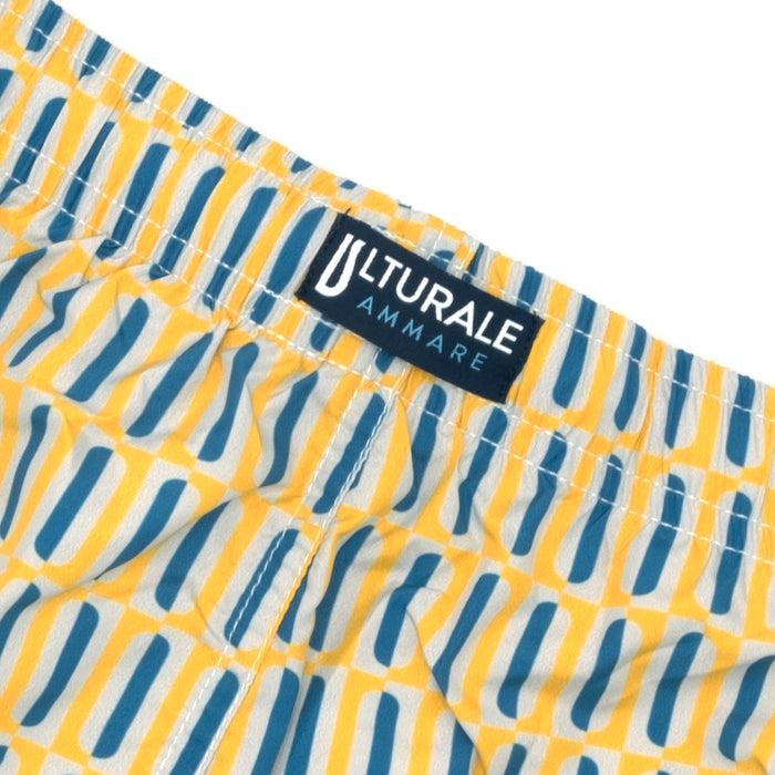 Ulturale Costume con pattern geometrico verticale giallo e blu – Ulturale Saldi