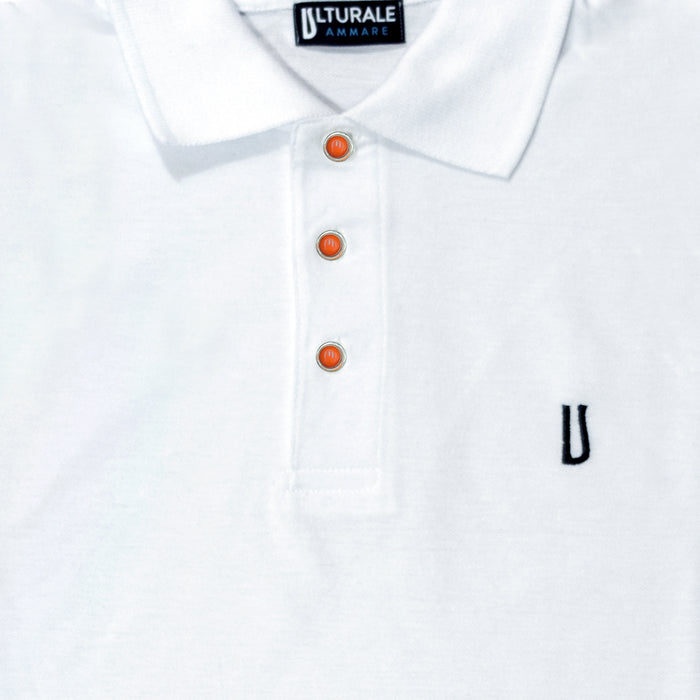 Ulturale Polo bianca con bottoni in corallo e argento in 100% cotone - Ulturale Hotsell