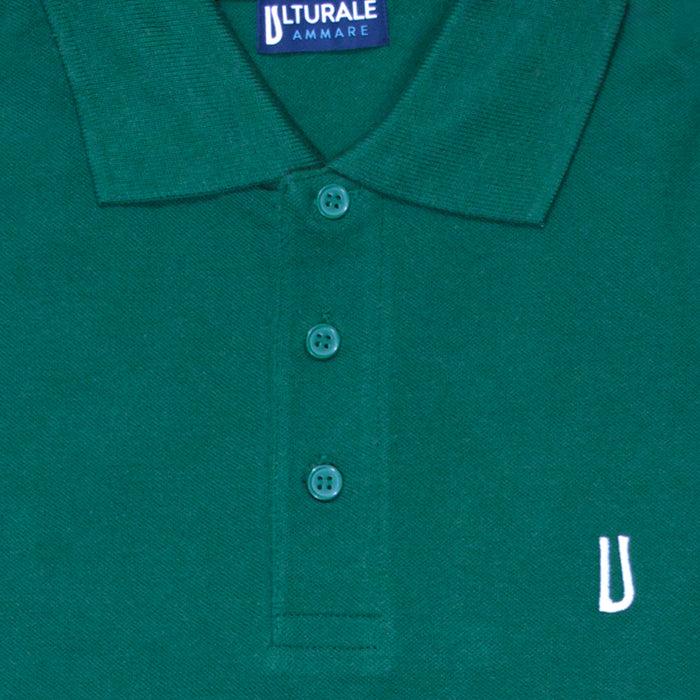 Ulturale Polo verde con logo Ulturale bianco in 100% cotone - Ulturale Nuova