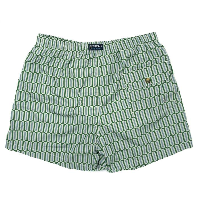 Ulturale Costume con pattern geometrico verticale verde e azzurro – Ulturale Moda
