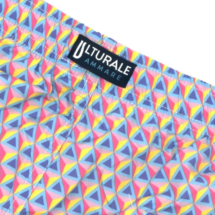 Ulturale Costume con pattern prisma rosa fuxia viola azzurro e giallo – Ulturale Acquista Ora