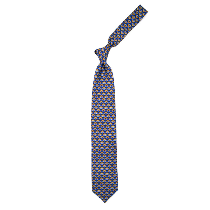 Ulturale Cravatta azzurro chiaro con pattern blu e arancione in seta – Ulturale Online