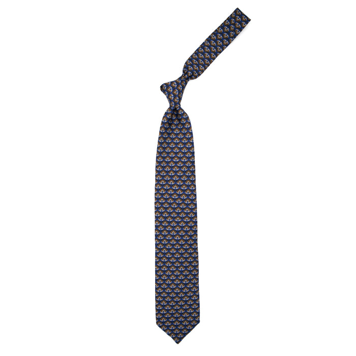 Ulturale Cravatta azzurra con pattern blu marrone e crema in seta – Ulturale Outlet