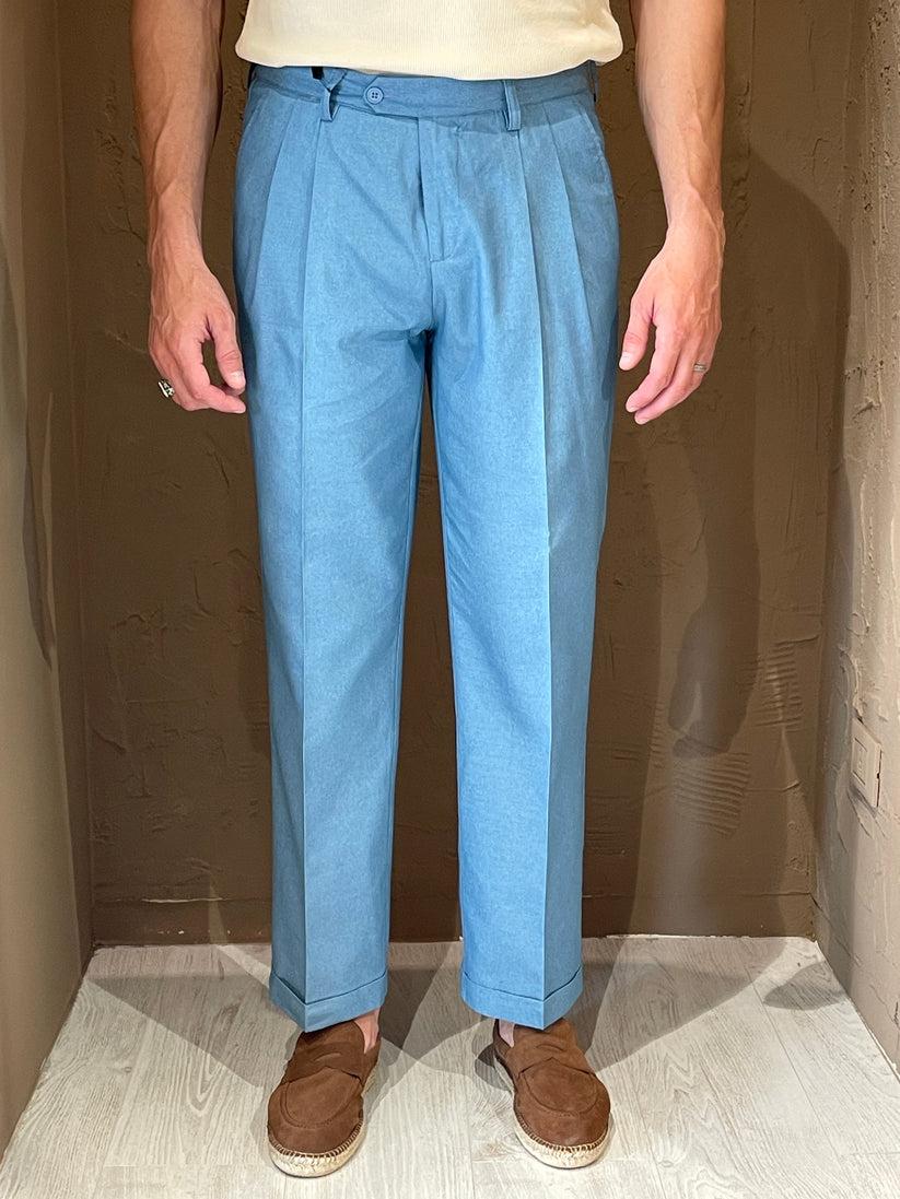 Underground Couture Pantalone Doppia Pence Celeste Moda
