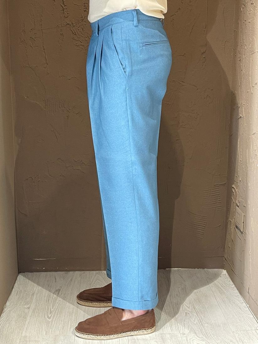 Underground Couture Pantalone Doppia Pence Celeste Moda