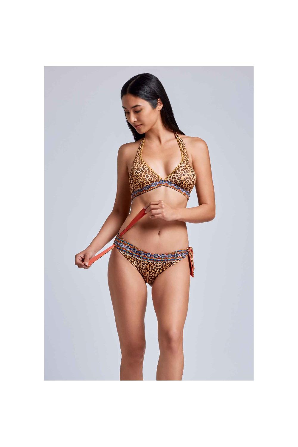 Vacanze Italiane Bikini con allacciatura al collo Nocciola Consegna Veloce