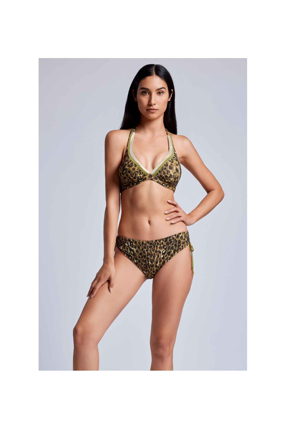 Vacanze Italiane Bikini con allacciatura al collo Nocciola Presa