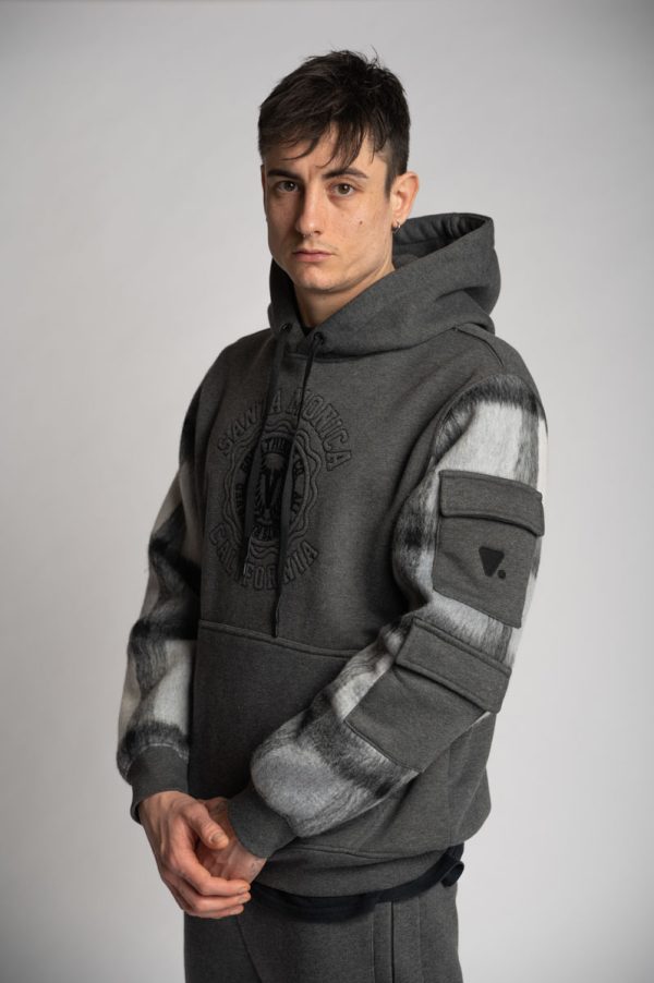 Valvola Fashion FELPA CAPPUCCIO CON MANICHE IN CONTRASTO TARTAN Saldi