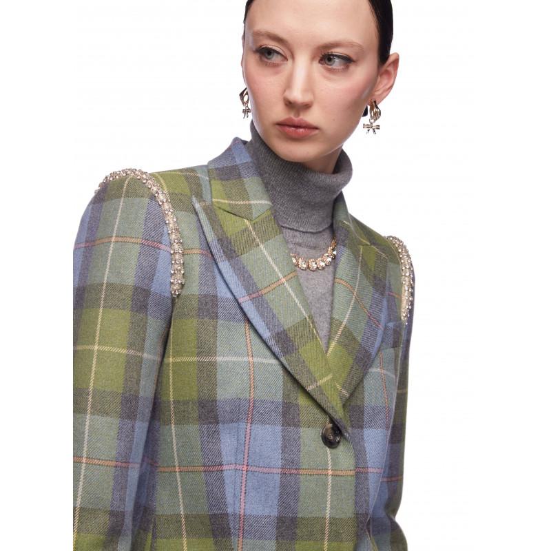 Vivetta BLAZER TARTAN CON RICAMI GIOIELLO Italy