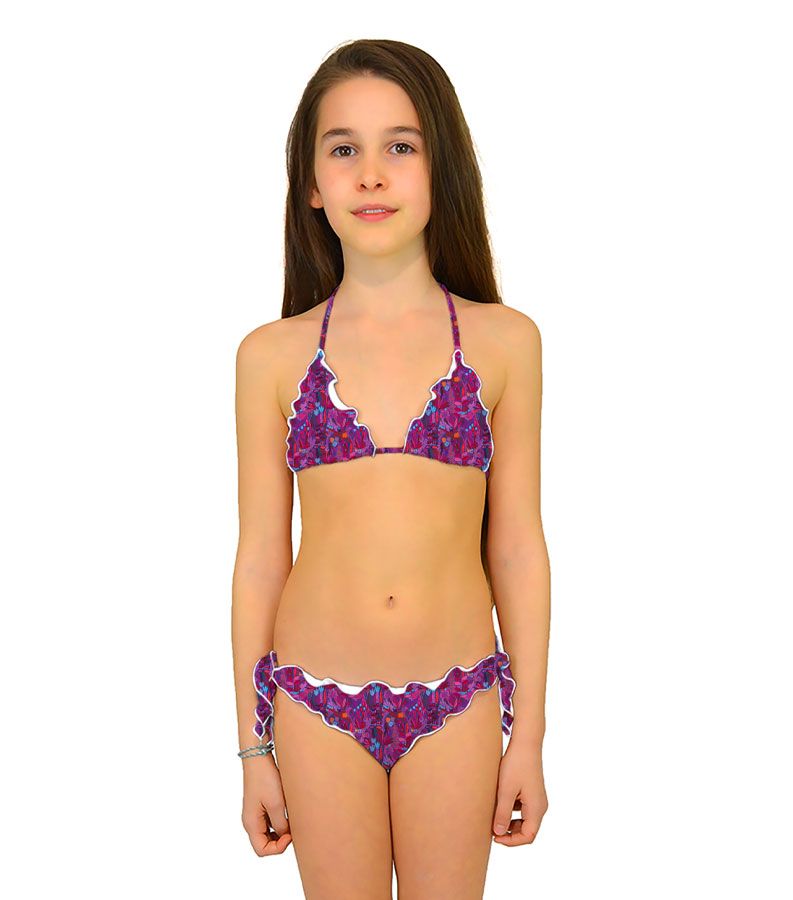Zeybra TRIANGOLO BAMBINA ARRICCIATO BOTANIC FUXIA Hotsell