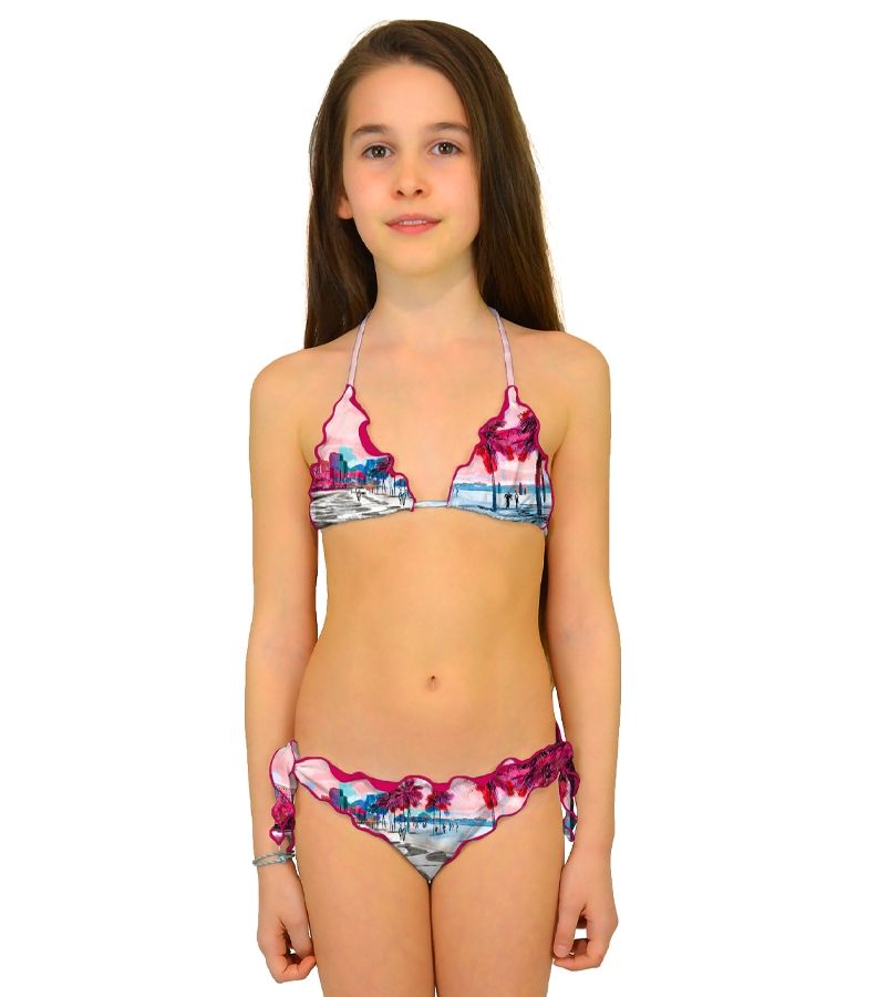 Zeybra TRIANGOLO BAMBINA ARRICCIATO BRASILE ROSA Spedizione Gratuita