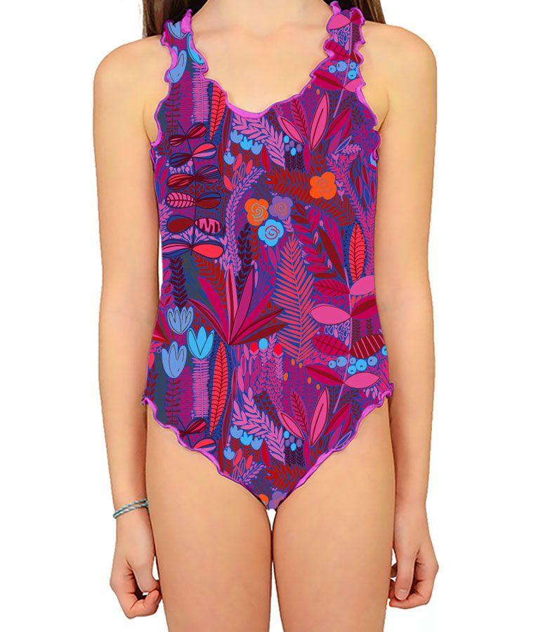 Zeybra COSTUME INTERO BAMBINA BOTANIC FUXIA Latest stili
