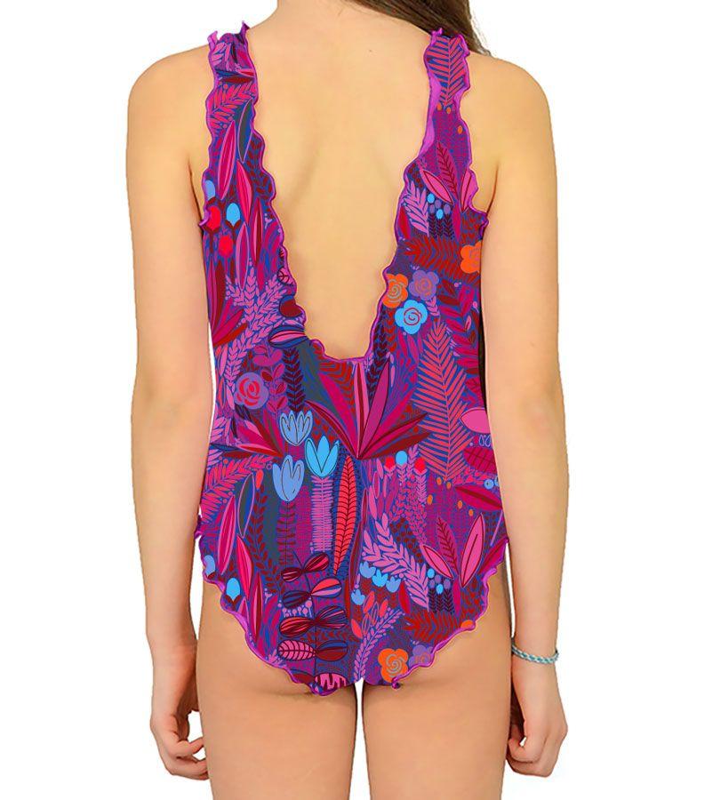 Zeybra COSTUME INTERO BAMBINA BOTANIC FUXIA Latest stili