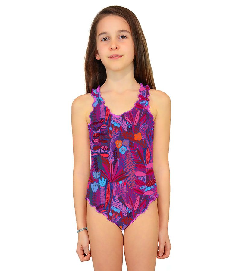 Zeybra COSTUME INTERO BAMBINA BOTANIC FUXIA Latest stili