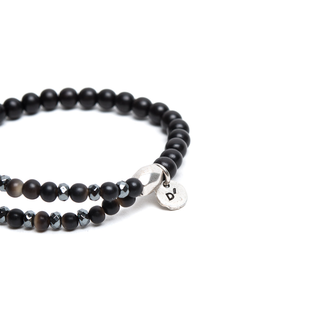 D'AMICO Bracciale Doppio EbanoEmatite Nera Negozi Online
