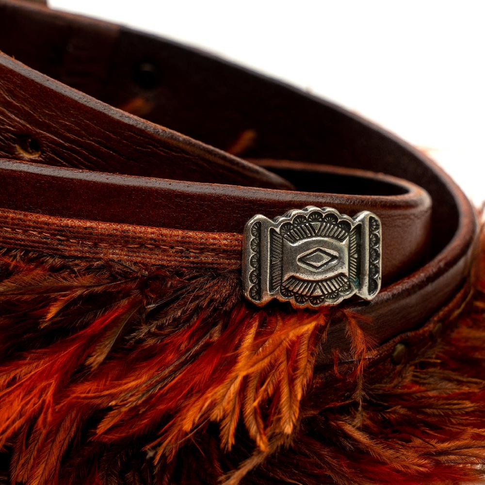 D'AMICO Cintura cuoio vintage Brown Piume e Decorazioni Navajo I Più Venduti