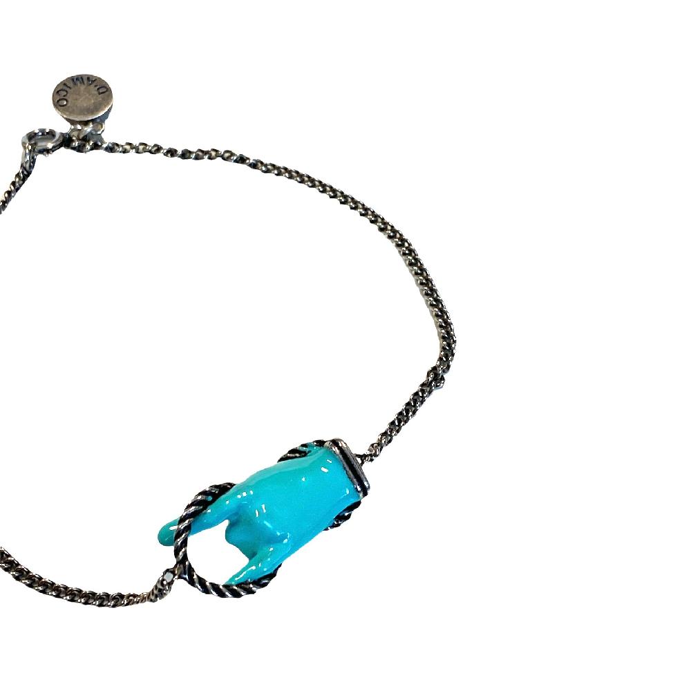 D'AMICO Bracciale Catenina con "Horn" Laccato Turchese Novità