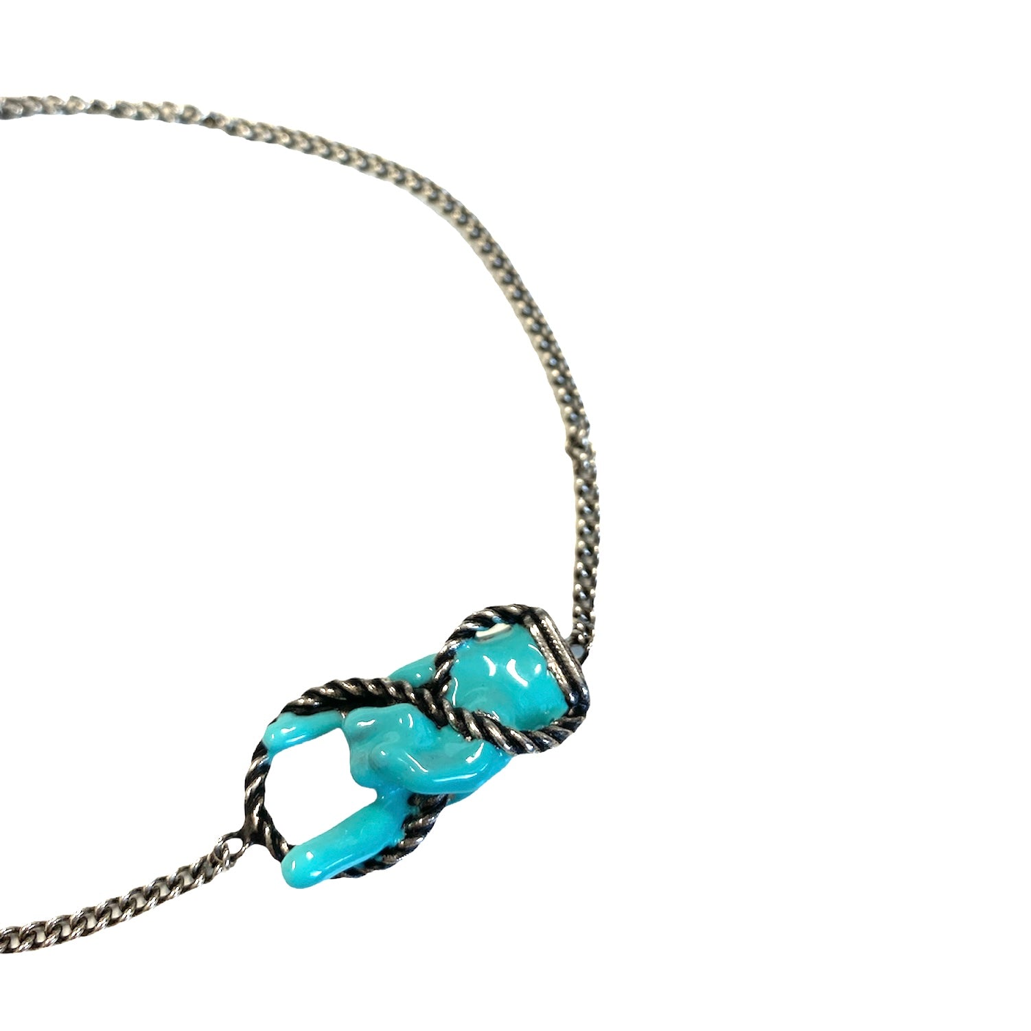 D'AMICO Bracciale Catenina con "Horn" Laccato Turchese Novità