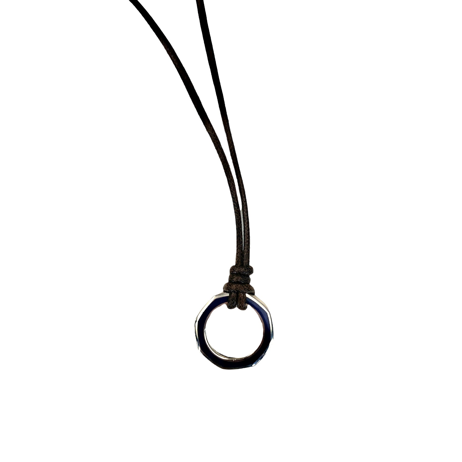 D'AMICO Collana Anella Laccata Blue Navy + Cordone Cerato Testa Moro Presa