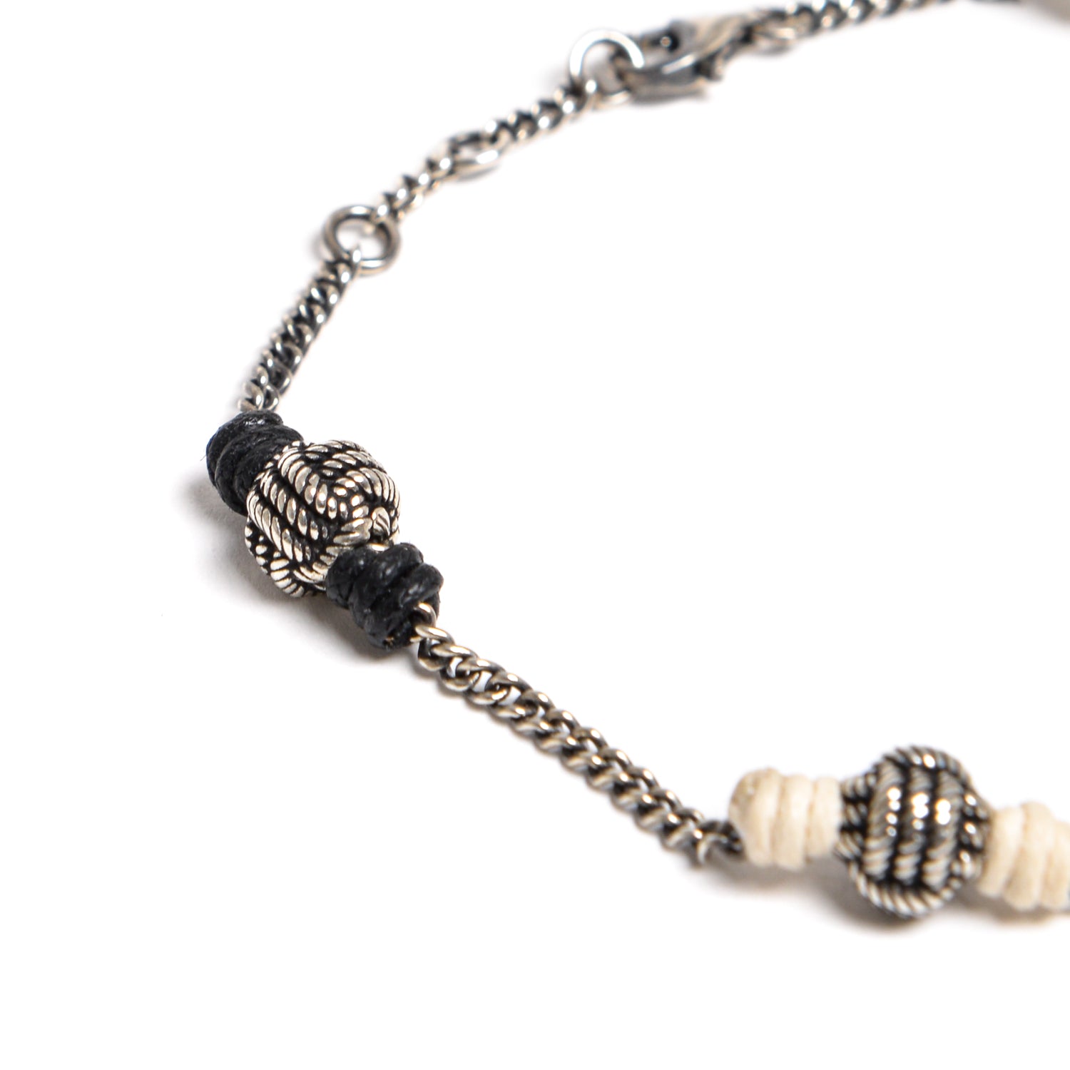 D'AMICO Bracciale Catenina + Palline Nodo Argento + Filo Cerato Economico