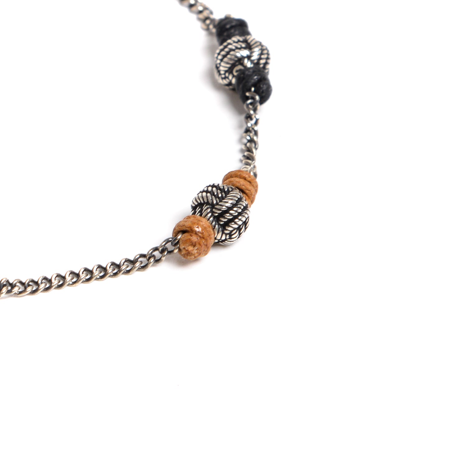 D'AMICO Bracciale Catenina + Palline Nodo Argento + Filo Cerato Economico