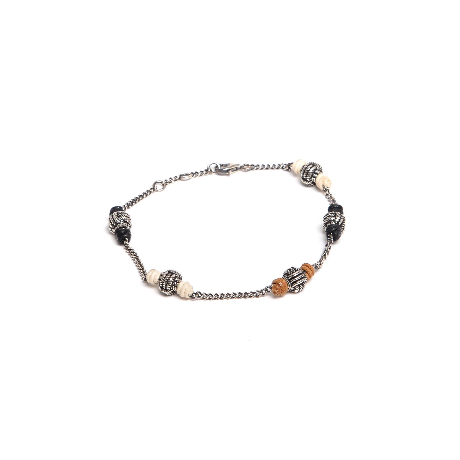 D'AMICO Bracciale Catenina + Palline Nodo Argento + Filo Cerato Economico