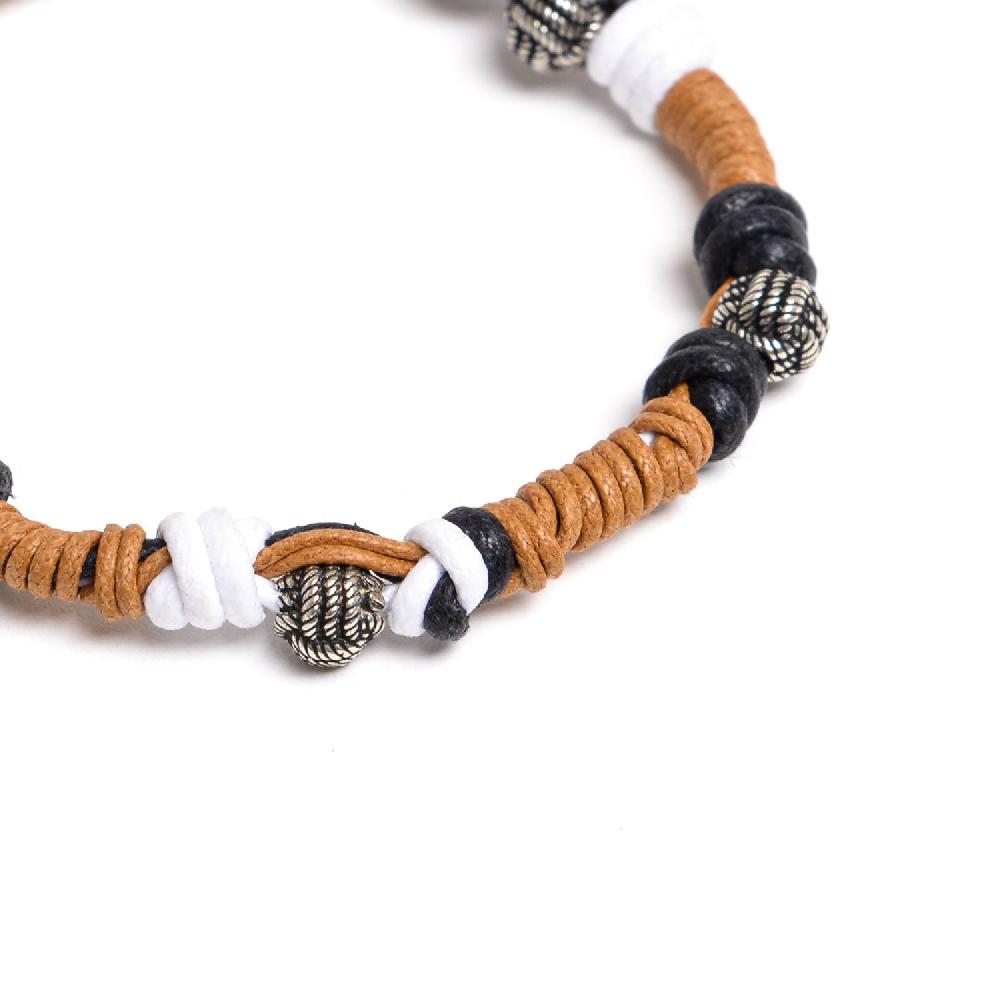 D'AMICO Bracciale Catenina Fili Cerati Annodati + Palline Nodo Online