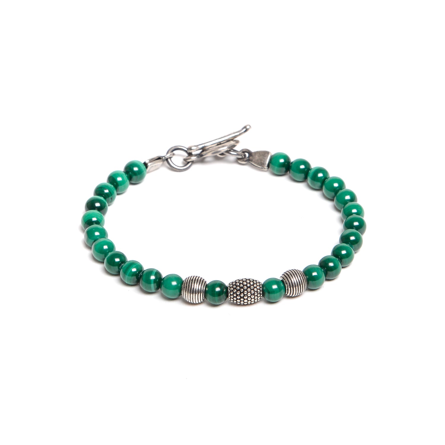 D'AMICO Bracciale Malachite e Argento In Vendita
