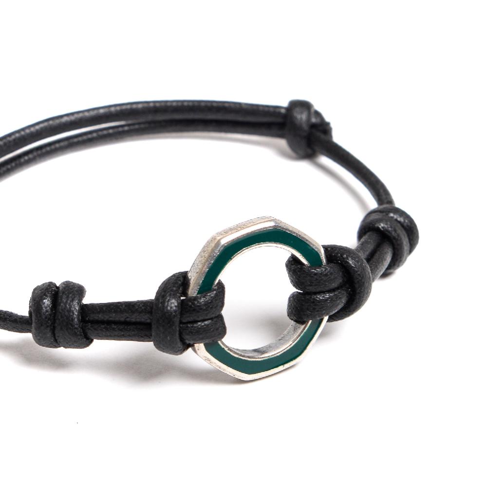 D'AMICO Bracciale Anelle Laccate Verdone + Cordone Cerato Testa Moro Hotsell