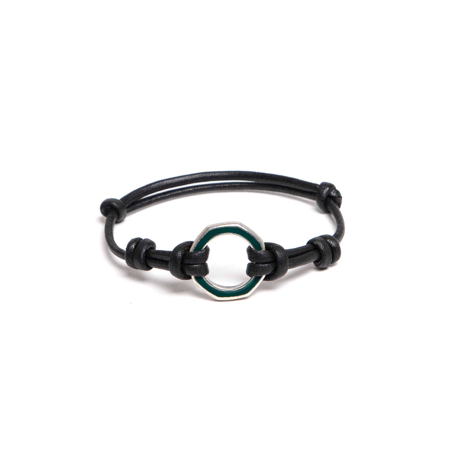 D'AMICO Bracciale Anelle Laccate Verdone + Cordone Cerato Testa Moro Hotsell