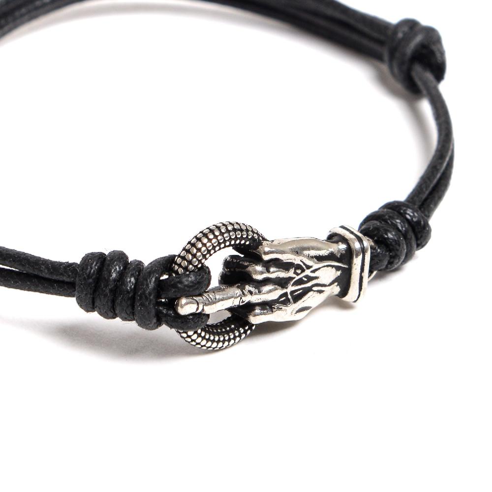 D'AMICO Bracciale Catenina Cordone Cerato + "Fuck" Vendita Calda