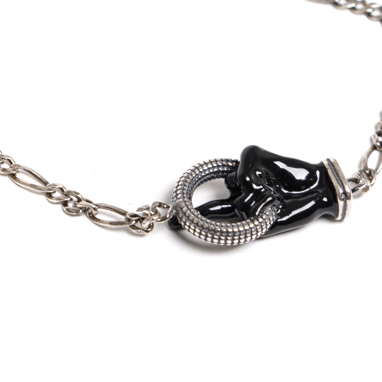 D'AMICO Bracciale Catenina con "Fuck" Laccato Nero Vendite Flash