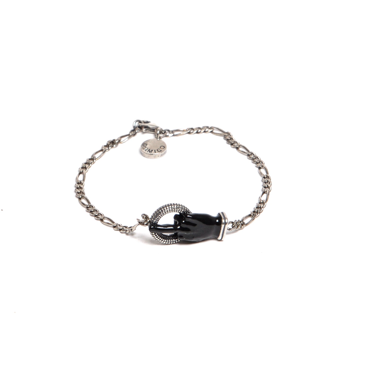 D'AMICO Bracciale Catenina con "Fuck" Laccato Nero Vendite Flash
