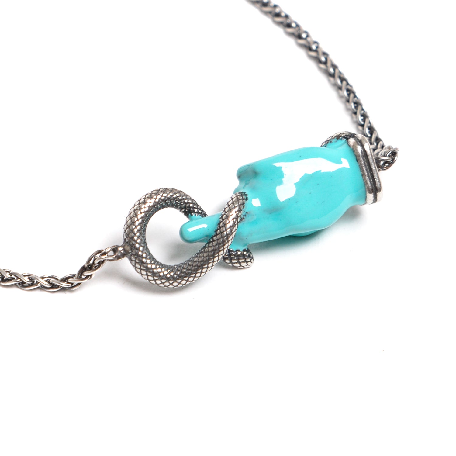 D'AMICO Bracciale Catenina con "Good Luck" Laccato Turchese In Saldo