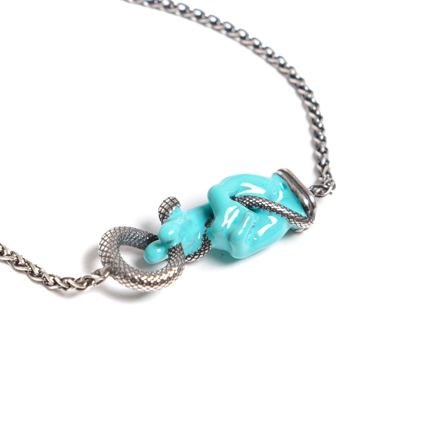 D'AMICO Bracciale Catenina con "Good Luck" Laccato Turchese In Saldo